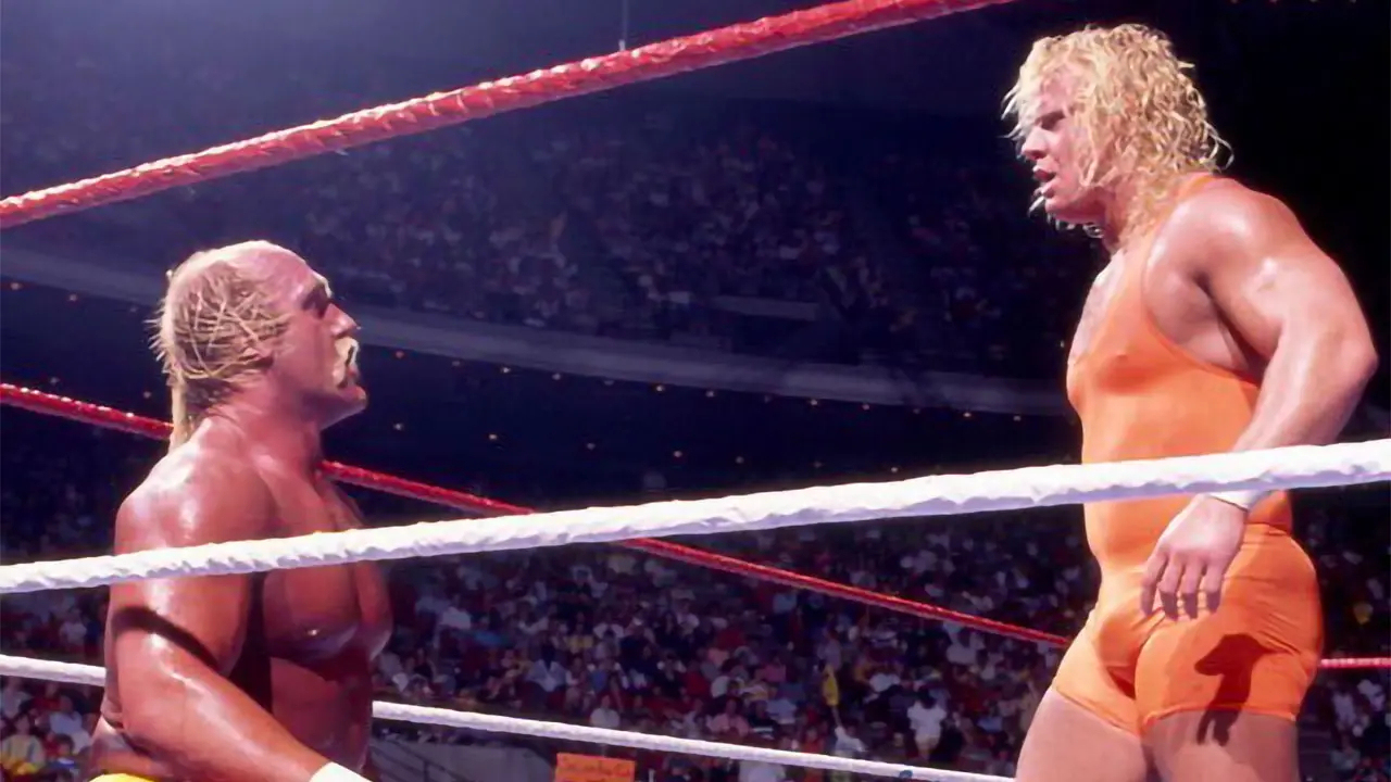 Hulk Hogan Hulks up, no selling Mr Perfect's offence.