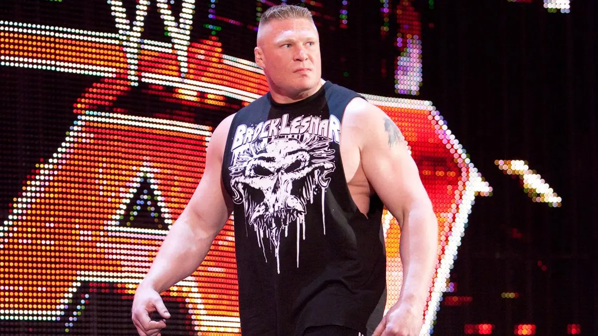 Brock Lesnar stares intently during his 2012 return.