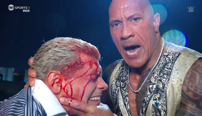 Video: The Rock’s Continued Assault on Cody Rhodes Following WWE RAW